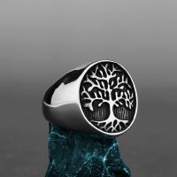 Men 39;s Retro Tree of Life 316L Stainless Steel Rings Unisex Street Hip Hop Rings Creative Accessories Gift Wholesale