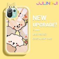 Jjlingji เคสสำหรับ Xiaomi 11 Lite 5G 11 Lite 5G Ne เคสแบบเต็มหน้าจอลายหมีสีสันสดใสเลนส์กล้องถ่ายรูปแบบนิ่มมอนสเตอร์น้อยซิลิโคนเคสใสกันกระแทกแบบใสง่าย