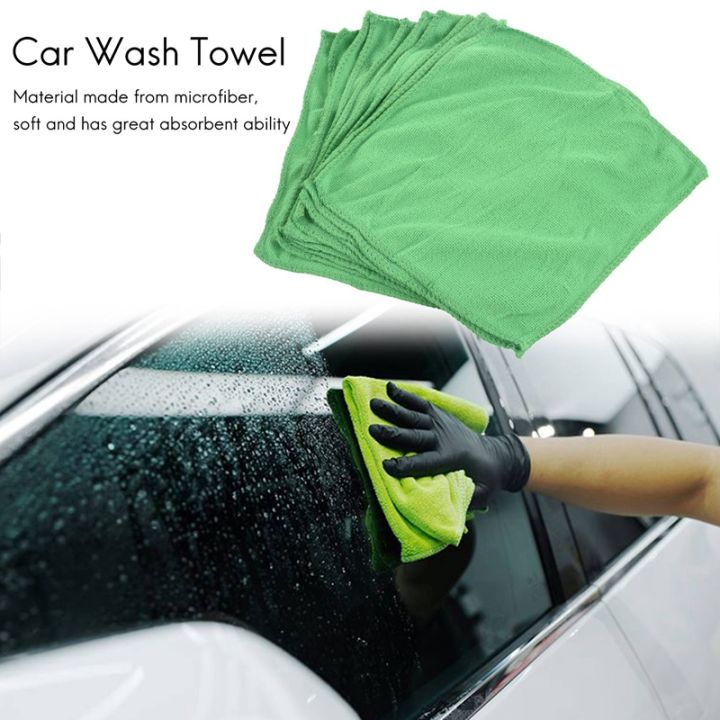 10pcs-practical-soft-new-car-wash-towel-cleaning-duster-auto-detailing-green-microfiber-green