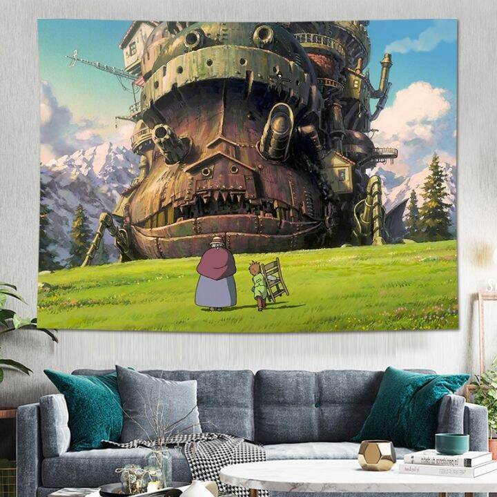 yf-anime-howls-moving-castle-tapestry-wall-hanging-sandy-beach-throw-rug-blanket-camping-travel-mattress-sleeping-pad