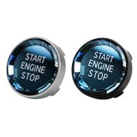 wenminr 2PCS Car Interior Switch Cover Crystal One-Key Engine Start Stop Button Sticker Trim For BMW- 3/5 Series Black Silver