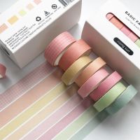 【Hot item】 8ชิ้น/กล่องย้อนยุคสีทึบญี่ปุ่น Washi เทปอุปกรณ์การเรียน DIY วางแผนกระดาษกาวน่ารักไดอารี่ S Crapbook เครื่องเขียนสติ๊กเกอร์