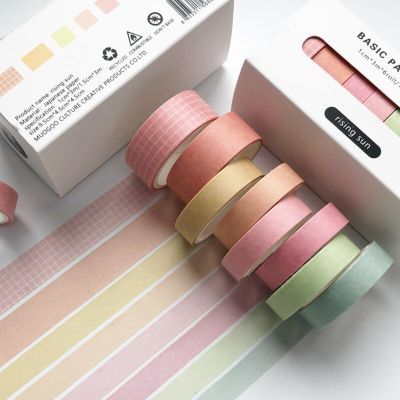 8ชิ้น/ชุดสีทึบย้อนยุคเทปตกแต่ง Washi พื้นฐานสมุดภาพ DIY สติกเกอร์น่ารักน่ารัก Kawaii กระดาษกาวอุปกรณ์การเรียนเทปและเครื่องจ่าย