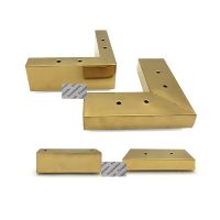 2Pcs Titanium Gold Metal Steel Square Tube L Slot Shaped Sofa Feet Coffee Bar TV Cabinet Dressing Showcase Furniture Protectors Replacement Parts Furn