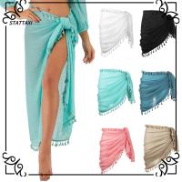 STATTAXI Bikini กระโปรงห่อขนาดพิเศษ Sarong สั้น Tassels ยาว Pareo Coverups ผ้าซิ่นชายหาด