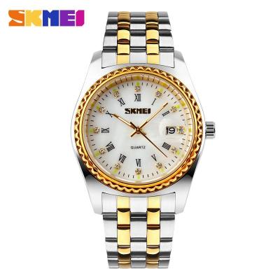 SKMEI Men Business Quartz Watch Classic Gold Formal  Stainless Steel Waterproof Fashion Watch For Man 9098