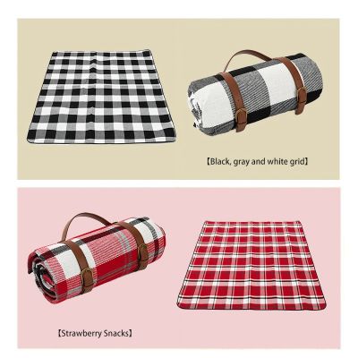 【YF】 Picnic Mat Thicken Leather Plaid Foldable Camping Waterproof Moisture-Proof Outdoor Hiking Beach Blanket