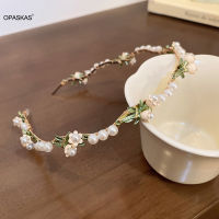 ดอกไม้ H Airband เจ้าสาว Tiaras เครื่องประดับผมสำหรับผู้หญิงใบมุกผมห่วงเสน่ห์คาดศีรษะเครื่องประดับผมจัดงานแต่งงานเสน่ห์ผมเครื่องประดับ