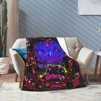 Cartoon Aries Blanket Constellations Throw Blankets Soft Horoscope Astrology Flannel Throw Blanket Zodiac Sign