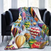 New Style Colourful Hot Air Balloon Flannel Throw Blanket King Queen Size for Sofa Couch Bed Blanket Super Soft Lightweight Warm Blanket