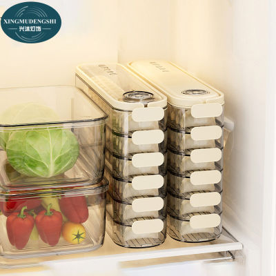 XMDS กล่องเก็บของในตู้เย็น กล่องเก็บเกี๊ยว กล่องพลาสติกใส หลายชั้น สําหรับเก็บอาหาร กล่องแยกประเภทอาหาร