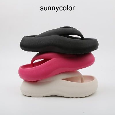 【Ready】🌈 SUNNY COLOR stepping on feces moving flip flops womens summer thick bottom non-slip home indoor beach flip-flops outside wearing slippers