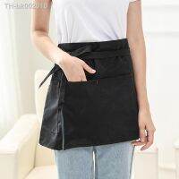 ♟▤✳ Unisex Kitchen Apron Solid Color Anti-oil Short Half Waist Apron Restaurant Server Waiter Tool Cleaning Women Men Apron