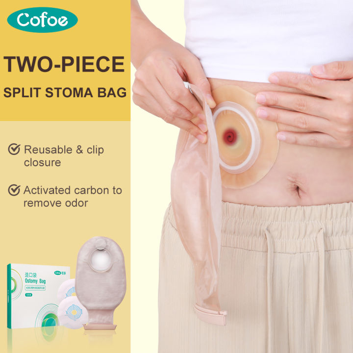 Cofoe 20pcs Reusable Two Piece System Colostomy Stoma Pouch Replaceable Ostomy Care Bag Without 