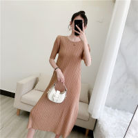 Pleated Dress Womens 2022 Summer New Arrival Overlap Sleeve Large Swing Dress Mid-Length Loose Elegant Commuting