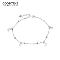 Noble Women Anklet 925 Sterling Silver Moon And Star Beads Anklet Fashion Foot Accessories Dress Up For Girl Wife Party Gift