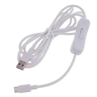 White USB to Type C Adapter Cable with Switch for Fast Charging Data Transfer Cord Line Cable