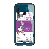 UCUC เคสโทรศัพท์ Huawei Y9 Prime 2019เคสโทรศัพท์หญิงสาวการ์ตูนสร้างสรรค์เที่ยวบินตั๋ว Minnie Mouse โดนัลด์เดซี่เป็ด Glossy กระจกเทมเปอร์ฝาหลังปลอก