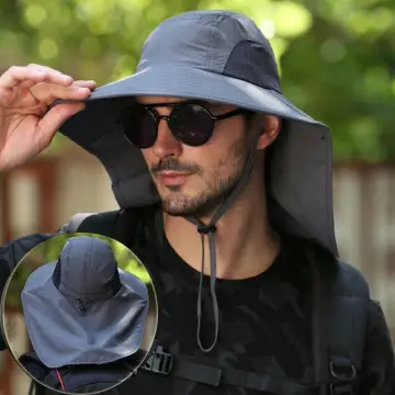 Buy Men Fishing Garden Wide Brim Bucket Hat Sun Hat Neck Flap