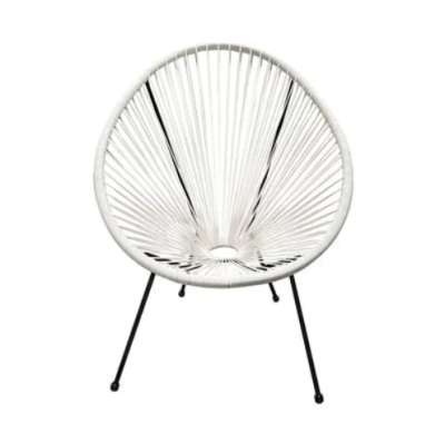 Artificial rattan chair,egg shape, (max load 100 kg.) size 75x73x92 cm. - white