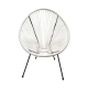 Artificial rattan chair,egg shape, (max load 100 kg.) size 75x73x92 cm. - white