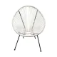 Artificial rattan chair,egg shape, (max load 100 kg.) size 75x73x92 cm. - white