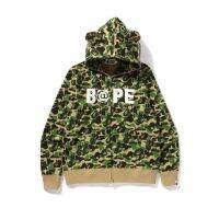 ลิงอาบน้ำในน้ำอุ่น♕BAPE แจ็คเก็ตสเวตเตอร์มีแบรนด์ญี่ปุ่นหัวฉลามมีฮู้ด,ฤดูใบไม้ร่วงและฤดูหนาวทรงหลวมใส่ได้กับผู้ชายและผู้หญิงสไตล์เดียวกัน