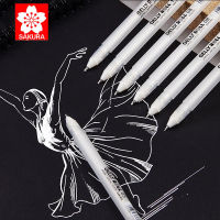 Sakura 3Pcs Gelly Roll ปากกาไฮไลท์คลาสสิก0.30.40.5มม. สีขาว Golden Silver สีเทาหมึกไฮไลท์เจลปากกาสี Marker