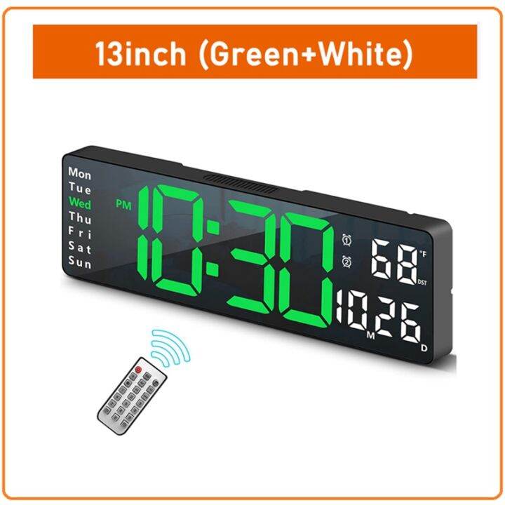 13Inch Large Display LED Digital Wall Clock Remote Control Table Alarm