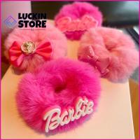 TREND 57SHOP สีทึบทึบ ตุ๊กตาบาร์บี้ scrunchie ตุ๊กตาผ้าพลัฌ แฟชั่นสำหรับผู้หญิง เชือกรัดผม ของใหม่ หางม้าหางม้า ยางรัดผม สำหรับผู้หญิง