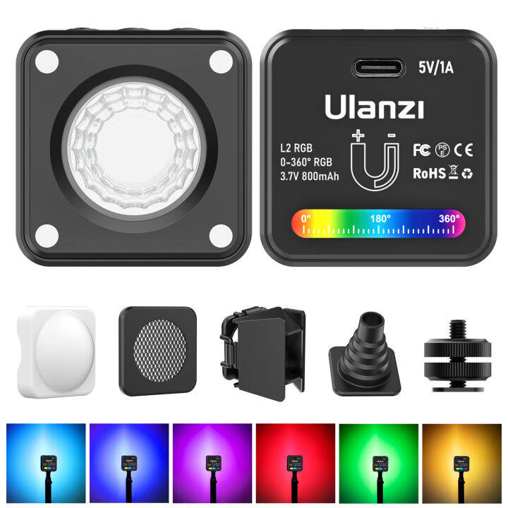 Ulanzi L2 RGB Fill Light Mini COB Video Light Dimmable 11 Dynamic Light Effects Builtin Bat