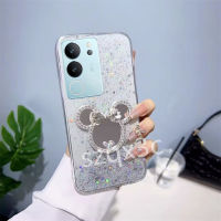 เคสโทรศัพท์ V29 V25 Pro 5G 4G,Y78 Y27 Y36 Y02 Y02A Y02T V27 V25e V27e Pro 5G 2023ใหม่แวววาวแวววาวกระจกแต่งหน้าน่ารักซิลิโคนใสกรอบหลัง VIVOY78