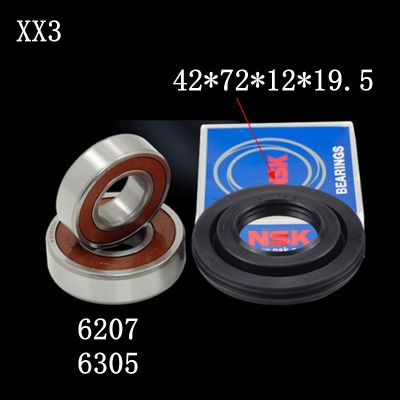 【hot】☑♦  for drum washing machine seal（42x72x12x19.5） bearings 2 PCs（6207 6305）Oil seal ring parts