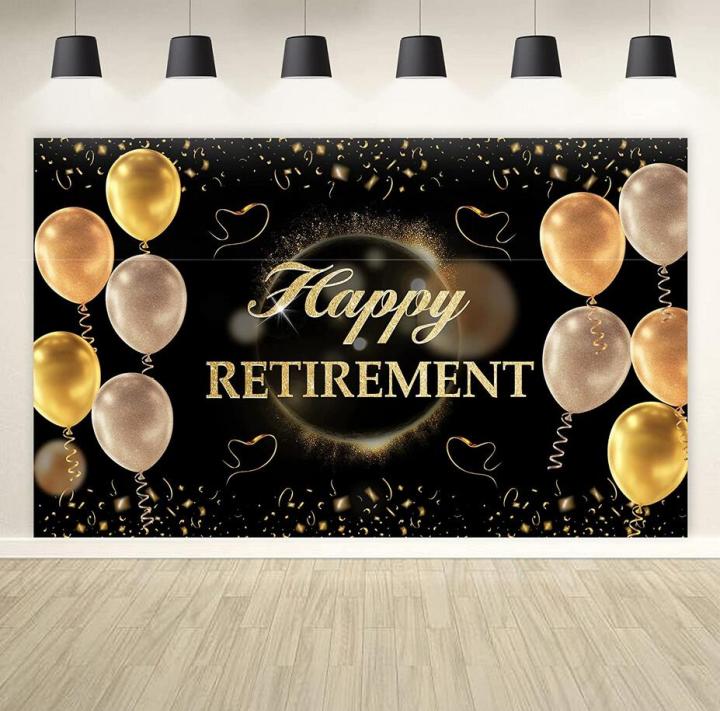 Happy Retirement Photography Backdrop Banner Party Decorations Black ...