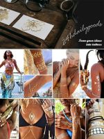 【YF】 15pcs/lot Waterproof Flash Tattoo Non-toxic Temporary Sticker Take These Metallic And Gold Jewelry Tattoos