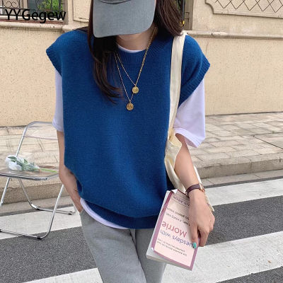 YYGegewcasual spring autumn oversize sweater vest Women basic loose O-neck sleeveless Sweater tank top female