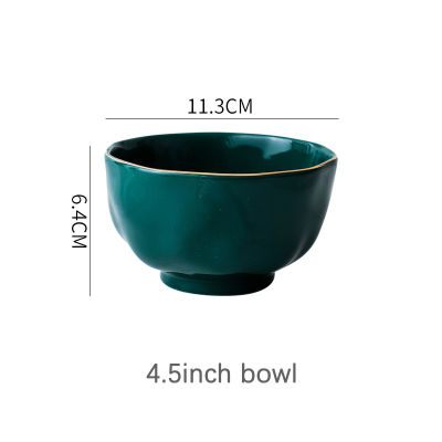Green Ceramic Plates for Food Dinner Plate Porcelain Dinnerware Set Dishes Salad Noodles Soup Bowl for Kitchen Restaurant