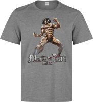 Kaus Pria Abu-Abu Attack On Titan Attack Titan Kaus Katun Untuk Pria Kaus Atasan Lengan Pendek Pakaian Hip Hop S-4XL-5XL-6XL