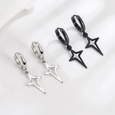 Stars Earrings Womens Rock Jewelry Gothic Style Earrings Blacksilver Color Earrings Punk Rock Earrings