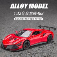 1:32 Ferrari 488รถสปอร์ตโลหะผสมหล่อขึ้นรูปแบบจำลองสูงรุ่นรถเสียงเบาดึงกลับของขวัญของเล่นเด็กคอลเลกชัน