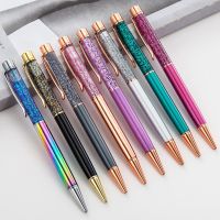 1 Pcs Ballpoint Pen Oil Crystal Metal Office School Supply Stationery Spinning Rose Gold Shiny Gift Cute Clip Glitter 2023 Pens