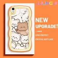 Jjlingji เคส Y91C สำหรับ VIVO Y1s เคสเต็มจอลายหมีน่ารักขอบเป็นคลื่นเคสมือถือกันกระแทกแบบใสนิ่มที่โปร่งใสลายกล้องถ่ายรูปความคิดสร้างสรรค์เคสซิลิกาเจลฝาครอบป้องกัน