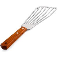 Stainless Steel Fish Spatula Turner, Wood Handle Fish Spatula, Slotted Turner, Kitchen Metal Spatula for Flipping Frying