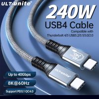 สาย USB4 240W 8K 60Hz Type C Gen3 40Gbps ชาร์จเร็วใช้ได้กับ Thundebolt 4สายรับส่งข้อมูลเต็มรูปแบบรองรับ6K 5K สำหรับ Macbook