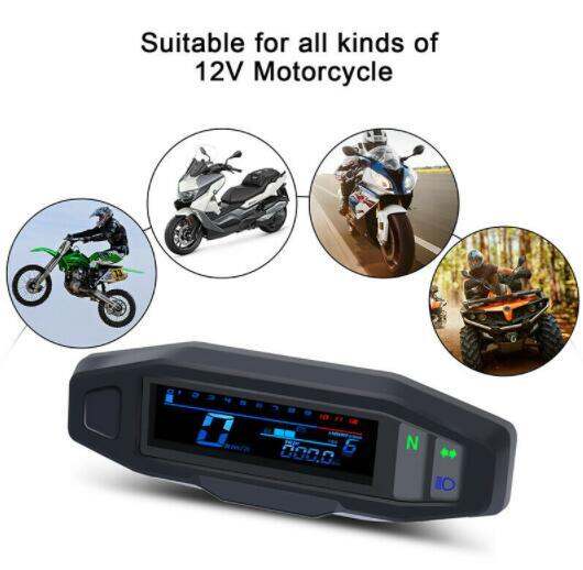 Universal Motorcycle LCD Digital RPM Speedometer Odometer Mini