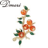 Dmari Women Brooch Cute Autumn Persimmon Lapel Pins Resin Fruit Badge Luxury Jewelry Accessories For Clothing