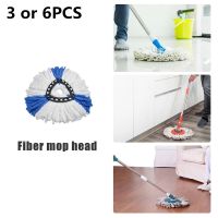 【TIMIN Home Tools】 3หรือ6ชิ้นสำหรับ Vileda O Cedar Mop Heads Refill Microfibre Spin 360 Rotating Floor Head