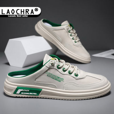 LAOCHRA รองเท้า Sepatu Slip On ผู้ชายกันน้ำ,รองเท้าครึ่งข้อสไตล์เกาหลีลำลองรองเท้าครึ่งข้อชายแฟชั่นโลฟเฟอร์