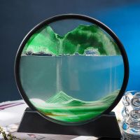 Moving Sand Art Picture Glass 3D Deep Sea Sandscape In Motion 360° Display Flowing Sand Painting Home Office Room Decor Gifts Decorative Accessories