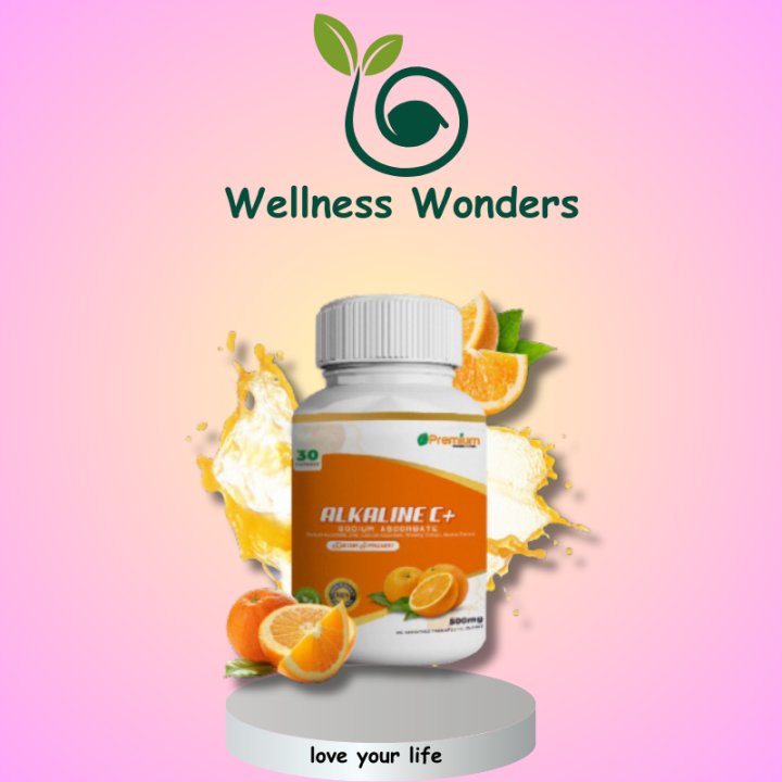 Premium Alkaline C Vitamin 30 capsules 500mg with ZINCSodium Ascorbate